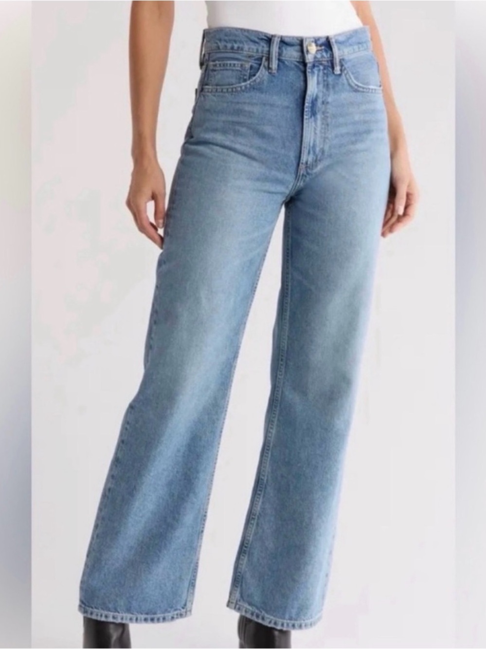 AllSaints Light Blue High-Rise Wide-Leg Jeans